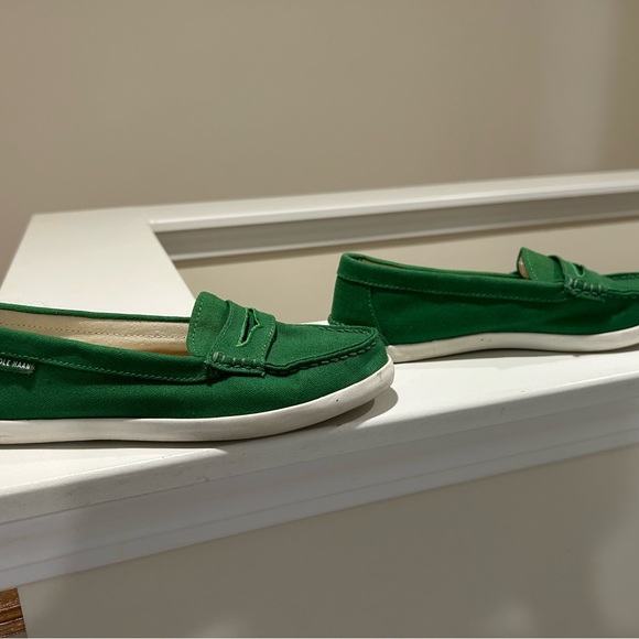 Cole Haan Green Canvas Loafers with White Sole - Picture 2 of 5
